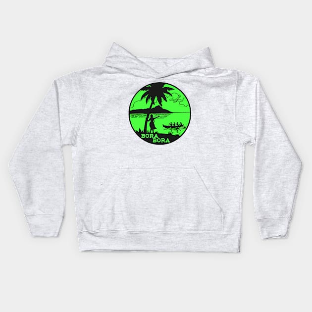 BORA BORA VINTAGE TRAVEL FRENCH POLYNESIA SCUBA DIVING SOUTH PACIFIC Kids Hoodie by TravelTime